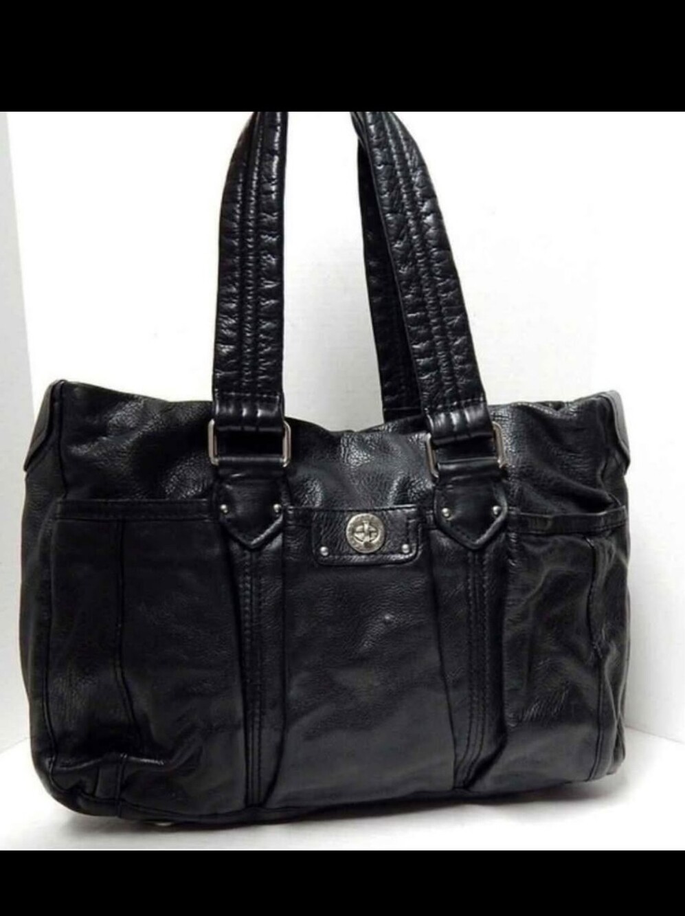 Marc by Marc Jacobs Totally Turnlock Black Leather Baby‎ Diaper Bag Tote
